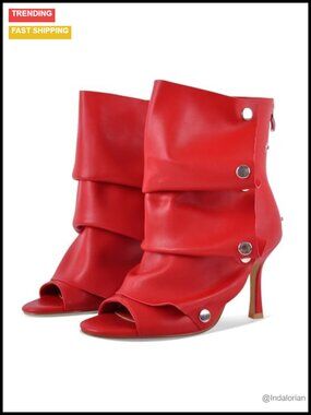 Women's Peep Toe Slouchy Stiletto Kitten Heel Ankle Booties Back Zipper